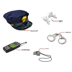 Ensemble de jouets de <span class=keywords><strong>police</strong></span> pour enfants Jouet de jeu de rôle avec chapeau uniforme <span class=keywords><strong>Menottes</strong></span> Sifflet Talkie-walkie Clés Costume de <span class=keywords><strong>police</strong></span> pour enfants - Product Image 5