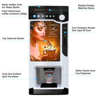 Distributeur commercial de thé et de café instantané avec boîte à lumière intelligente entièrement automatique à pièces avec distributeur automatique de tasses