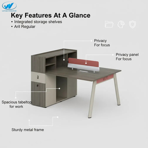 Bàn làm việc văn phòng hiện đại cao cấp hai người ngồi, có vách ngăn và tủ cao, dùng cho nhân viên văn phòng - Product Image 5