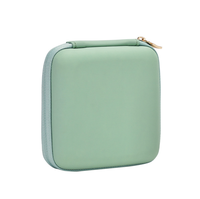 Boîte à bijoux en cuir PU avec logo personnalisé, petite, ronde, portable, pour voyage, organiseur de colliers, boucles d'oreilles, bagues, avec fermeture éclair