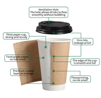 Gobelets en papier jetables à double paroi avec logo personnalisable, adaptés aux boissons chaudes, biodégradables en PE