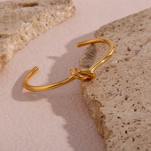 Bracelet et jonc en acier inoxydable anti-ternissement, résistant à l'eau, plaqué or 14K 18K, pour femmes - Product Image 5
