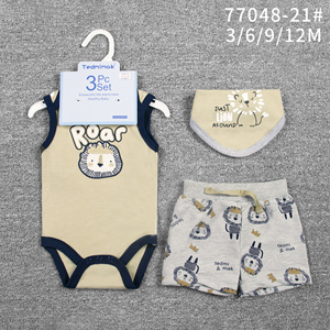 <span class=keywords><strong>Conjunto</strong></span> de Ropa de Verano de 3 Piezas para Bebé <span class=keywords><strong>Niña</strong></span> de 6 Meses, Pantalón Corto con Lazos, Romper sin Mangas, Babero de Algodón, Estampado Animal/Floral - Product Image 4