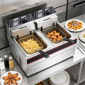 Friteuse électrique professionnelle de comptoir à double cuve et double panier pour frites et poulet, idéale pour les restaurants - Product Image 2