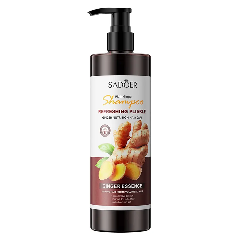 500ml etiqueta privada atacado sadoer, suave e melhora a secagem de gengibre shampoo para o cabelo