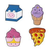 Dessin animé drôle Dessert Style broche crème glacée gâteau broche créatif lait Pizza métal Badge émail épinglette décoration