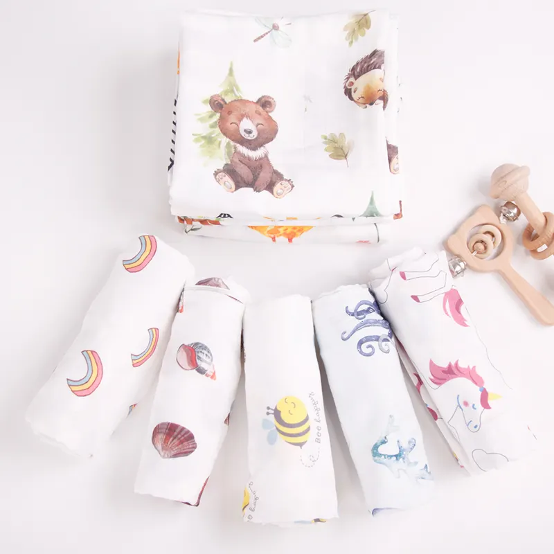 Personalização Imprimir Organic Newborn Wrap Super Soft China Produtos Toalhas Baby Musselina Swaddle Blanket