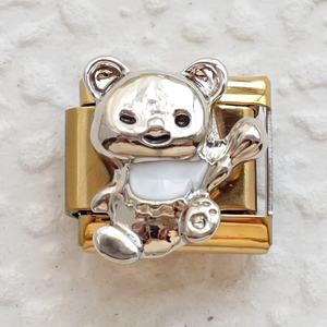 Bracciale <span class=keywords><strong>Charm</strong></span> Italiano Fai-da-te di Tendenza - Orsetto, Ciondolo a Corno, Ciambella in Acciaio Inossidabile 304 Dorato 9mm, Gioielli alla Moda - Product Image 6