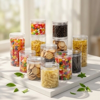 Prix de gros - Pots en plastique PET de qualité alimentaire, cylindriques, 100g-500g, avec couvercle à vis transparent, conteneur épais pour biscuits et en-cas, haute qualité
