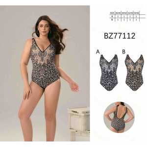 Costume da bagno intero monokini da donna taglie forti, scollo a V arricciato, controllo pancia, senza schienale, per l'estate e la spiaggia, nuovo BZ77112 - Product Image 1