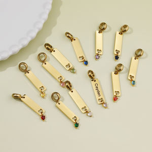 Venta al por mayor, collares con nombre grabado, joyería de piedra natal, collar de barra Vertical de acero inoxidable personalizado para regalo de madre y abuela - Product Image 6