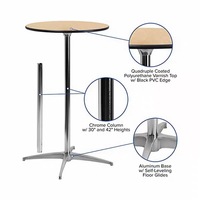 Table de bar ronde moderne en bois pour hôtel, avec pieds et base argentés réglables en hauteur, pour boîte de nuit et café en intérieur