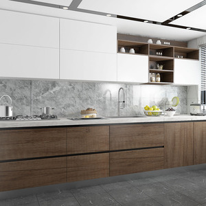 Meubles de <span class=keywords><strong>cuisine</strong></span> <span class=keywords><strong>Egger</strong></span> avec plan de travail gris en forme de I - Product Image 1