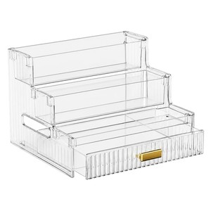 <b>Acrylic</b> Cosmetic Storage Box Three Tiered Desktop Organizer With <b>Mirror</b> Jewelry Drawer Makeup Rack For Home Skincare Products - Product Image 2