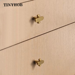 TInyhob perabot kuningan padat, perkakas pintu kenop emas lubang tunggal, gagang Laci Kabinet, dekorasi rumah Modern - Product Image 4