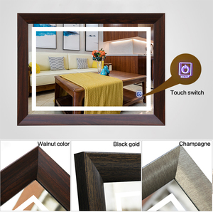 <span class=keywords><strong>PS</strong></span> MDF กรอบไฟ LED เซ็นเซอร์สัมผัสสวิทช์ห้องน้ํา Backlit โบราณกระจก LED วินเทจ - Product Image 4