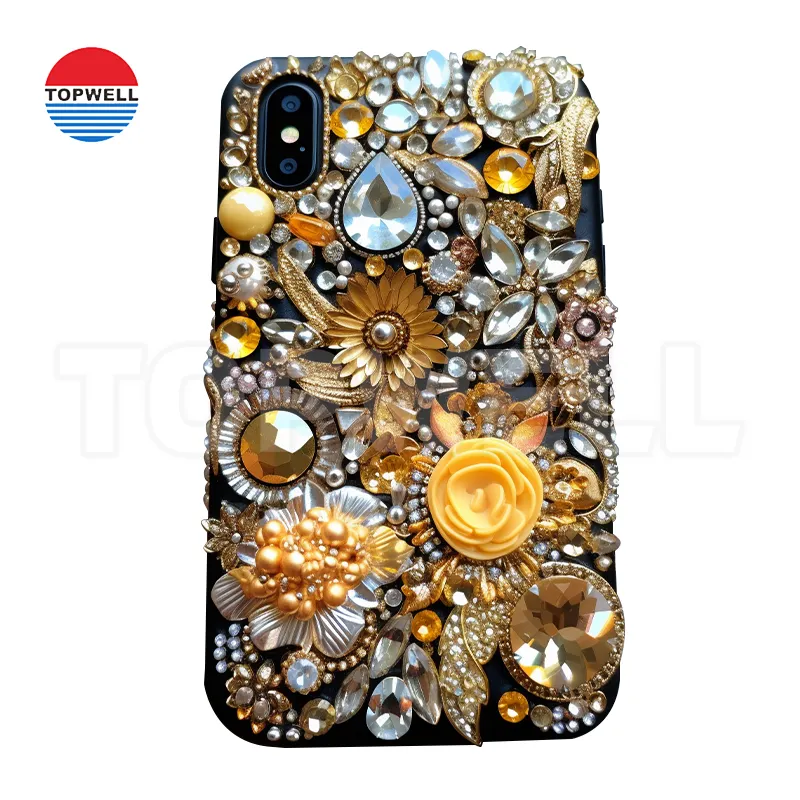 Tasarımcı Glitter Rhinestone telefon kılıfları hassas enjeksiyon kalıplama ile Glamorous tasarım doğrudan üretim