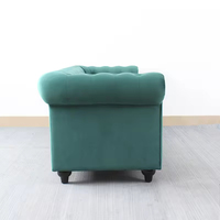 Design classique Chesterfield vert velours tufté canapé rouleau bras 3 places velours Chesterfield canapé ensemble meubles de salon