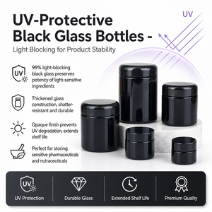 Oferta Especial: Frascos de Vidrio Ultravioleta de 100ml y 150ml, Frascos Negros con Protección UV, Frascos Oscuros para Almacenamiento de Alimentos, Cremas y Té - Product Image 2