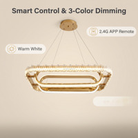 Lustre LED rectangulaire long en aluminium Sunoro 2027, style français luxueux, 160W, 3 couleurs, hauteur réglable, intelligent