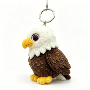 Llavero de peluche de águila calva marrón y blanca personalizado, amuleto para bolso de águila calva de ojos grandes, mini llavero de peluche de águila realista - Product Image 5