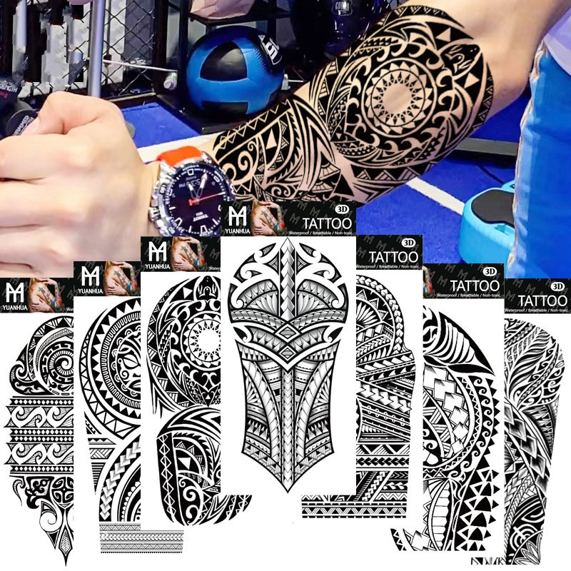 Faux tatouage noir Tribal pour hommes, manches de bras, Design de tatouage de bras Cool pour hommes (FF151-165), vente en gros