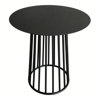 Table basse ronde en métal noir mat avec base en cage, table d'appoint moderne, mini table d'appoint pour salon, chambre, appartement