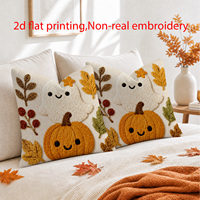 Housses de coussin d'Halloween Kongyu Home Textiles, lot de 2, motifs fantômes et citrouilles mignons, décoration d'automne pour la maison, en polyester
