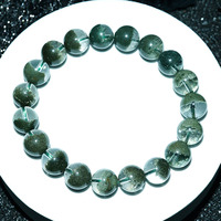 Bracelet en Quartz Vert Naturel Brésilien de Qualité Supérieure, Bijou en Cristal à Inclusions Demi-Coupelle pour Collection et Cadeau de Luxe