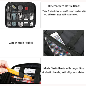 Grand sac de rangement de voyage outil robuste avec poignée pour cordon de téléphone accessoires électroniques étui de transport pour disque dur de tablette - Product Image 5