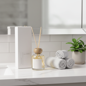 Aikun Natural Wood Cap Glass <b>Bottle</b> 150ml Aroma <b>Diffuser</b> Minimalist Box IP16 Vanilla Reed <b>Diffuser</b> Gift Set For Bathroom Spa Use - Product Image 1