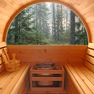 Sauna en bois massif de cèdre rouge moderne toutes saisons pour extérieur, avec isolation, pour climat froid, toit en tuiles, idéal pour villa ou parc - Product Image 3