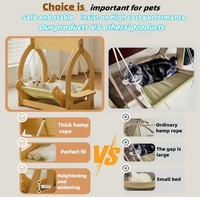 Lit d'intérieur personnalisable pour animaux de compagnie avec hamac en bois à double couche détachable Lit à bascule à motif solide pour le sommeil du chat