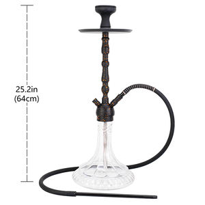 Vente en gros de narguilé portable <span class=keywords><strong>Khalil</strong></span> <span class=keywords><strong>Mamoon</strong></span> de 64cm, bols en verre en acier inoxydable, accessoires pour fumeurs Shisha Hoka - Product Image 2
