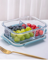Boîte à lunch en verre borosilicate de haute qualité, boîte à bento pour la maison, compartiments pour micro-ondes, bol de conservation avec couvercle