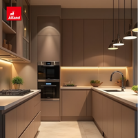 Armoires de cuisine Alland de style minimaliste luxueux en bois massif avec finition peinte et composants multifonctionnels pour le rangement