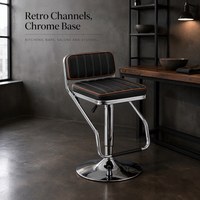 Tabouret de bar moderne en similicuir réglable, pivotant à 360 degrés, avec repose-pieds chromé et base ronde, pour comptoir
