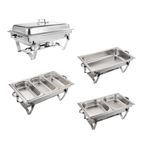 Plat à Réchaud Rectangulaire en Acier Inoxydable en Gros, Ensemble de Buffet, Équipement de Maintien au Chaud des Aliments à Vendre, Fournitures Modernes pour Restaurants