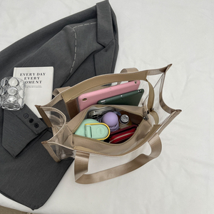 กระเป๋าช้อปปิ้งพีวีซีขนาดใหญ่เป็นมิตรกับสิ่งแวดล้อมสำหรับงานหนักกระเป๋าเดินทางกระเป๋าชายหาดแบบใสใช้ซ้ำได้กันน้ำออกแบบได้ตามต้องการ - Product Image 6