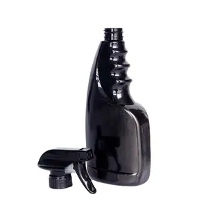Пустые химически стойкие 500 мл 16 унций ПЭТ пластиковые черные чистящие бутылки-распылители триггерный распылитель