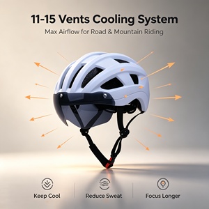 Casque de vélo magnétique intégré avec lunettes résistantes à l'eau pour hommes et femmes, cyclistes de route et de montagne, avec feux d'avertissement clignotants - Product Image 3