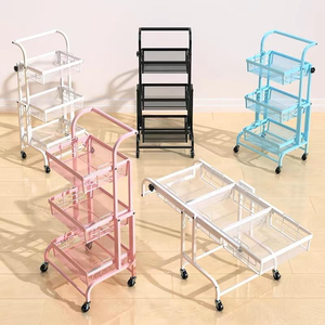 Schoonheid Nieuw Ontwerp Make-Up Salon Kar 3 Lagen Pedicure Spa Nagelwinkel Trolley Goud Beauty Trolley Met Wielen - Product Image 5