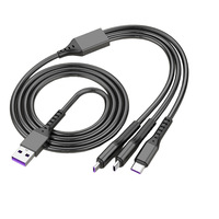 Kabel USB 3 in 1 Pengisian Cepat 66W 6A, Kabel Data Sinkronisasi Multifungsi Berbahan Nilon Kepang untuk Perangkat Huawei Tipe-C dan Android