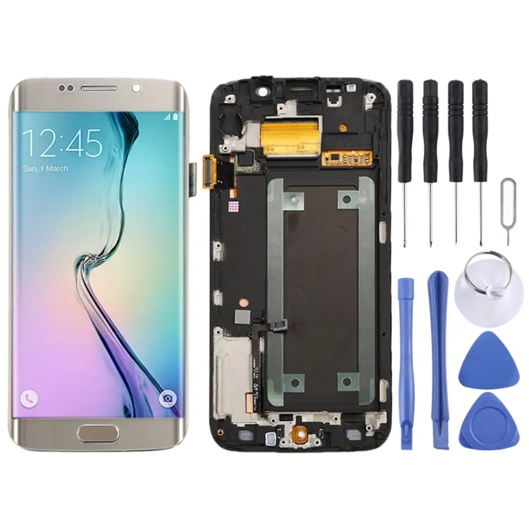 Wholesale Original Super AMOLED LCD Screen For Samsung Galaxy S6 SM-G920F S6 Edge SM-G925F Digitizer Full Assembly with Frame