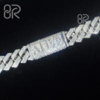 Collier chaîne cubaine en argent 925, 22 mm, 18 pouces, ligne droite, moissanite VVS, serti de pierres, épais, quatre rangées, bijoux fins pour rappeur hip-hop