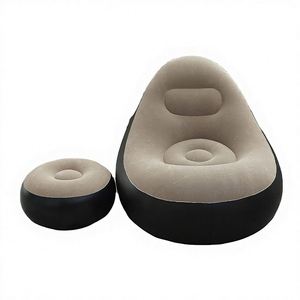 New Portable Outdoor <b>Inflatable</b> Lounge <b>Sofa</b> Chair With Pedal Pump PVC Flocking Material for Bedroom & Living Room Use - Product Image 2