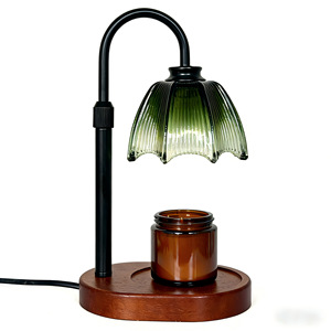 <span class=keywords><strong>Lampe</strong></span> chauffante à bougie de style européen et américain avec minuterie, variateur d'intensité, hauteur réglable, en bois massif carré, pour aromathérapie DIY dans le salon - Product Image 5