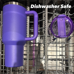 Gobelet isotherme en acier inoxydable 40OZ avec logo personnalisé, poignée, couvercle et paille réutilisable, isolation sous vide double paroi, maintien au chaud jusqu'à 6-12 heures, pour voyage - Product Image 4