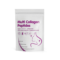 Poudre de peptides de collagène multi-sources à marque privée, peptides de protéines hydrolysées avec acide hyaluronique, biotine et vitamine C
