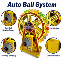 Máquina de juego de tiro arcade operada con monedas Happy Ferris Wheel, máquina de juego de carnaval con pistola láser de soplado automático de bolas y globos